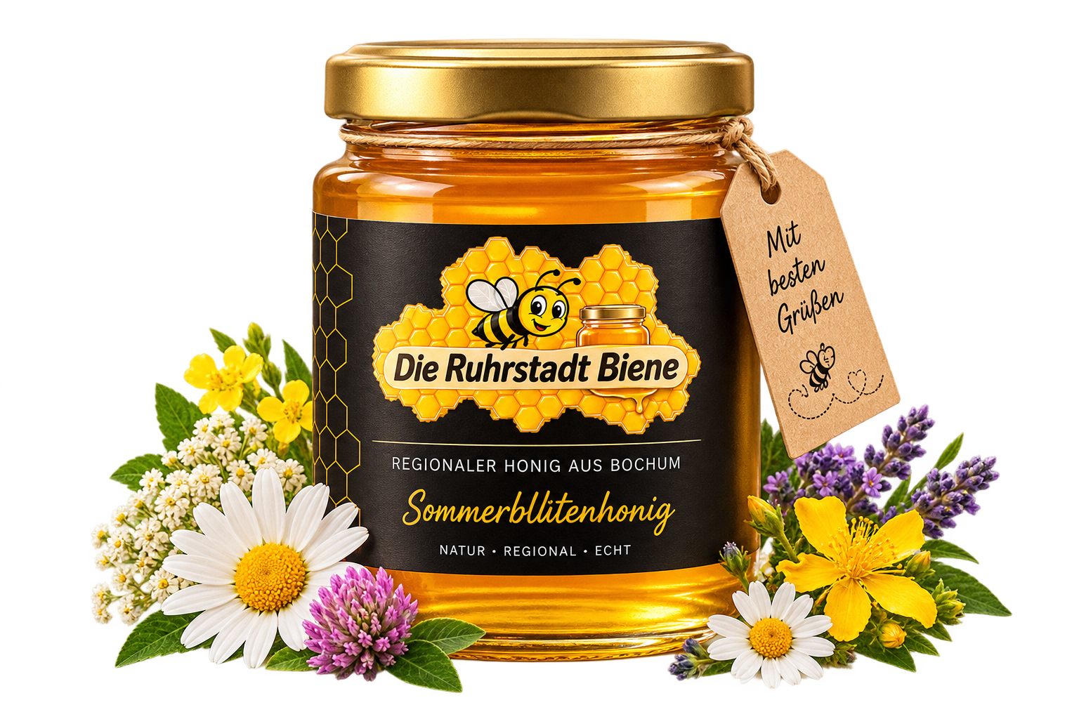 Sommerblütenhonig der Ruhrstadt Biene aus Bochum mit regionalen Blüten